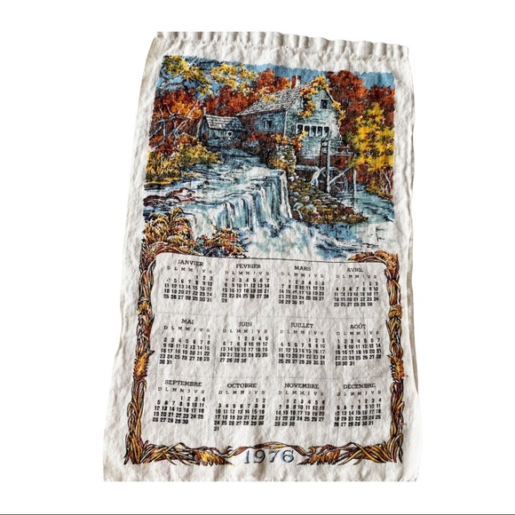 Vintage Other - Vintage 1972 Calendar Towel Kitchen Printed Tea Retro